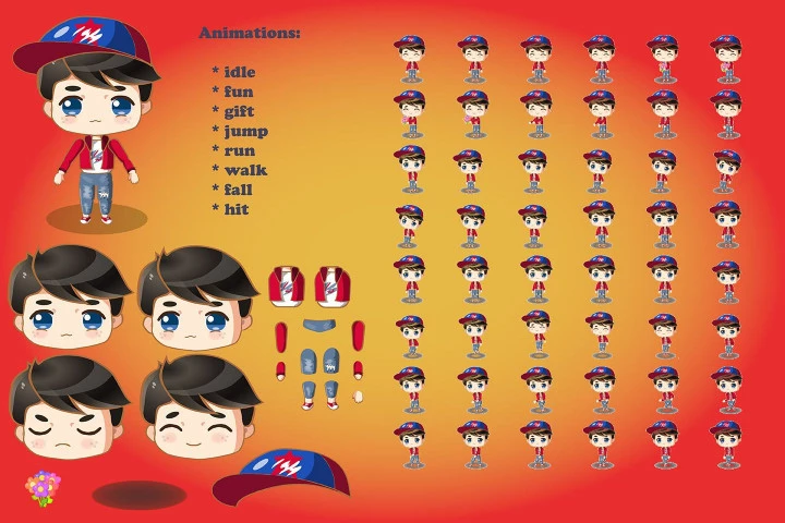 2D Game Chibi Boy Free Character Sprite Sheet