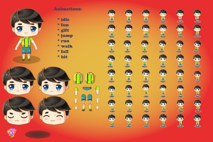 2D Game Chibi Boy Free Character Sprite Sheet 