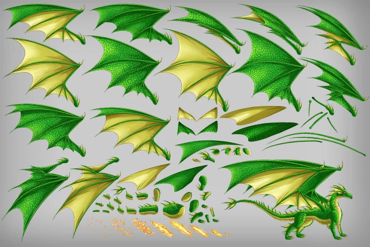 2D Game Dragon Character Sprites