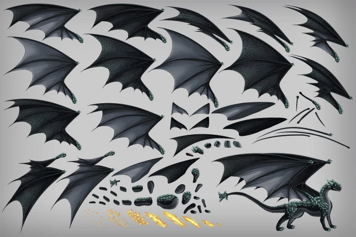 2D Game Dragon Character Sprites