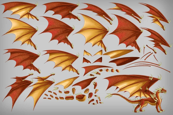 2D Game Dragon Character Sprites