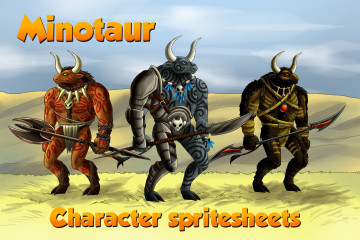 2D Game Minotaur Character Sprites