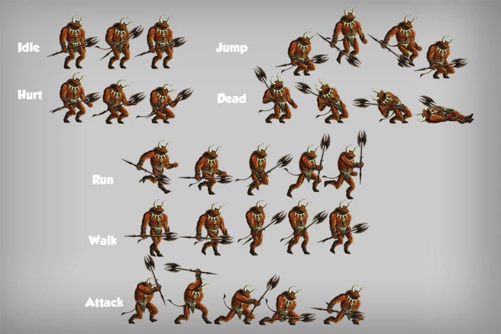 2D Game Minotaur Character Sprites