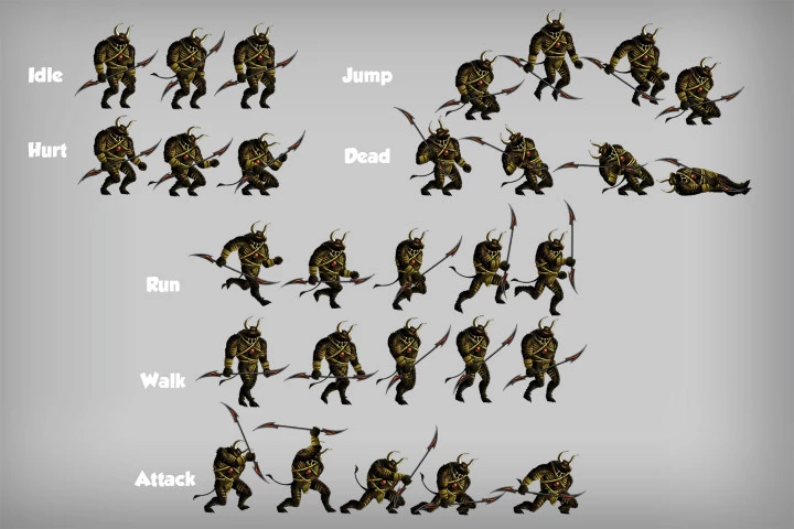 2D Game Minotaur Character Sprites