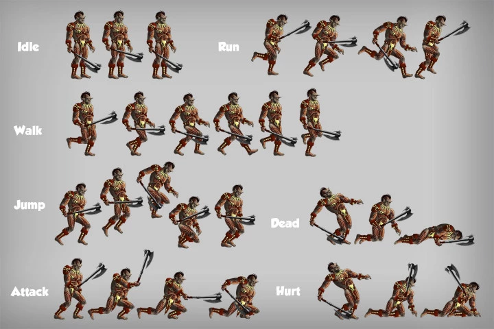 2D Game Orc Character Sprites