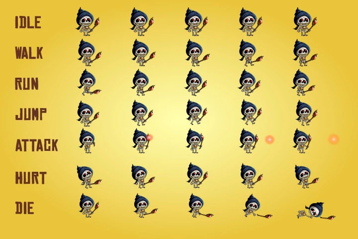 2D Fantasy Skeletons Character Sprite