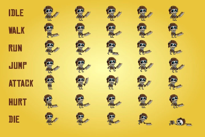2D Fantasy Skeletons Character Sprite