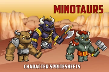 2D Fantasy Minotaurs Character Sprite