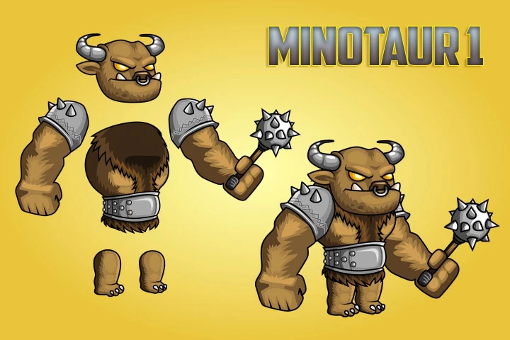 2D Fantasy Minotaurs Character Sprite