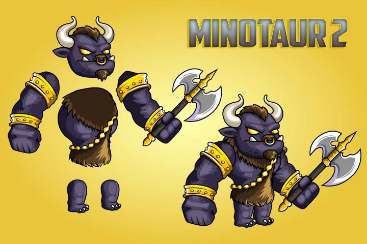 2D Fantasy Minotaurs Character Sprite