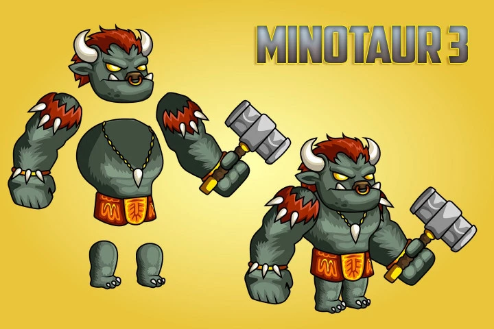 2D Fantasy Minotaurs Character Sprite