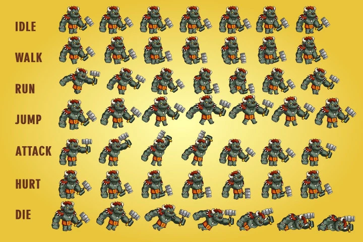 2D Fantasy Minotaurs Character Sprite