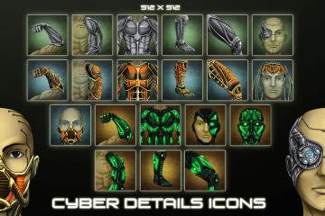 Sci-Fi Cyber Details Icons