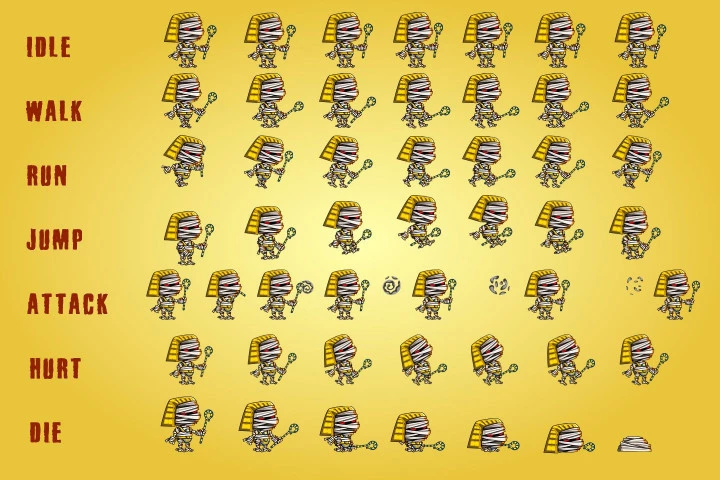 2D Fantasy Mummies Character Sprite