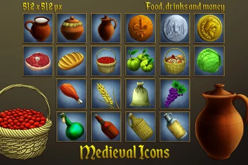 Medieval Icons: Food, Drinks and Money