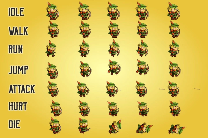 2D Fantasy Archer Character Sprite