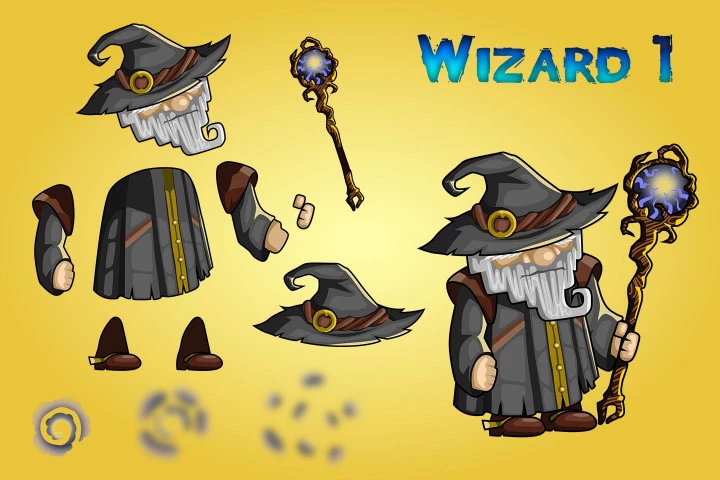2D Fantasy Wizards Character Sprite