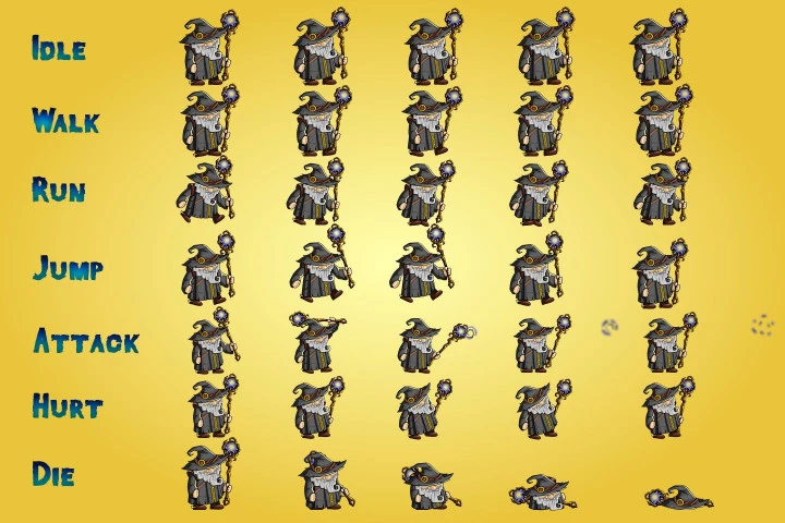 2D Fantasy Wizards Character Sprite