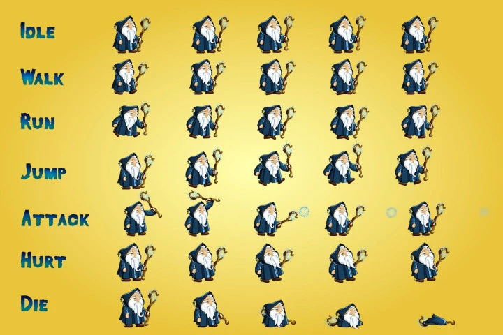 2D Fantasy Wizards Character Sprite