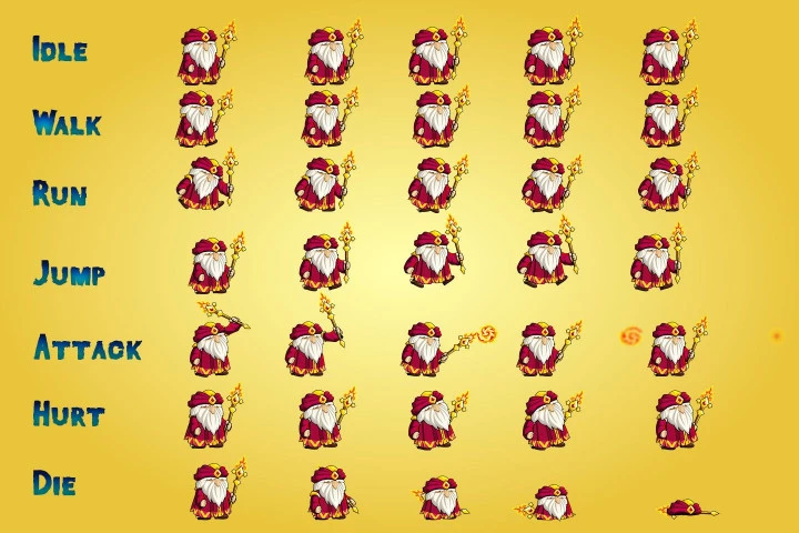 2D Fantasy Wizards Character Sprite