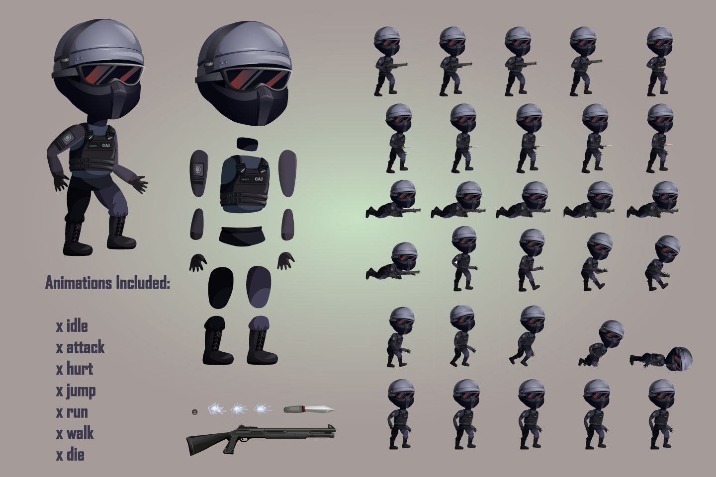 2D Game Special Forces Character Sprites Sheets - CraftPix.net