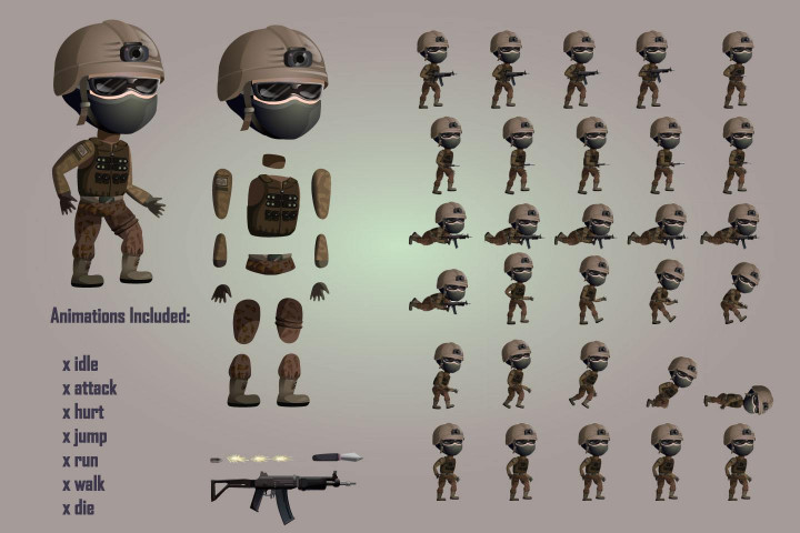 2D Game Special Forces Character Sprites Sheets - CraftPix.net