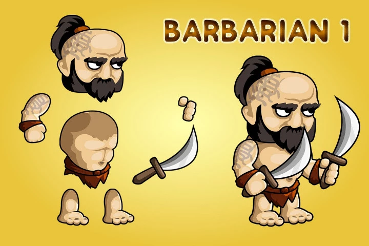 2D Fantasy Barbarian Character Sprite