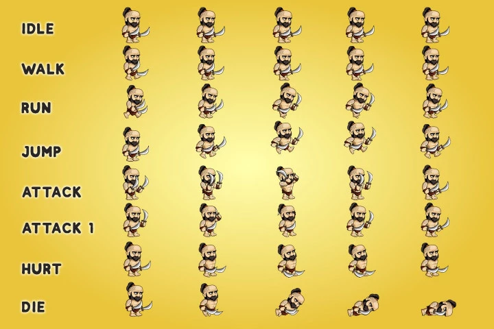 2D Fantasy Barbarian Character Sprite