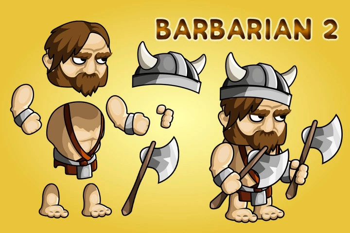 2D Fantasy Barbarian Character Sprite