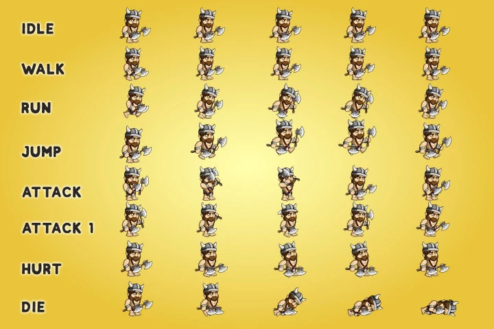 2D Fantasy Barbarian Character Sprite