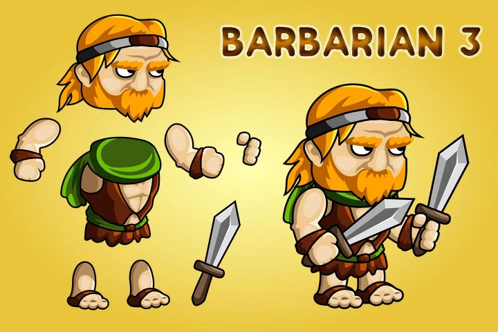 2D Fantasy Barbarian Character Sprite
