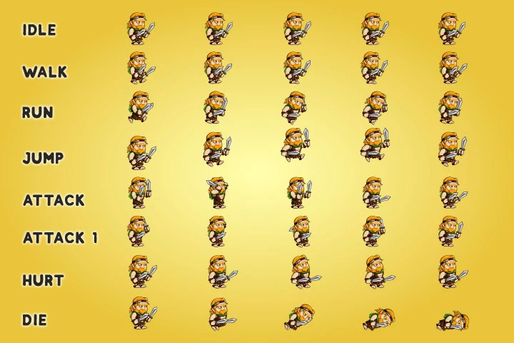 2D Fantasy Barbarian Character Sprite