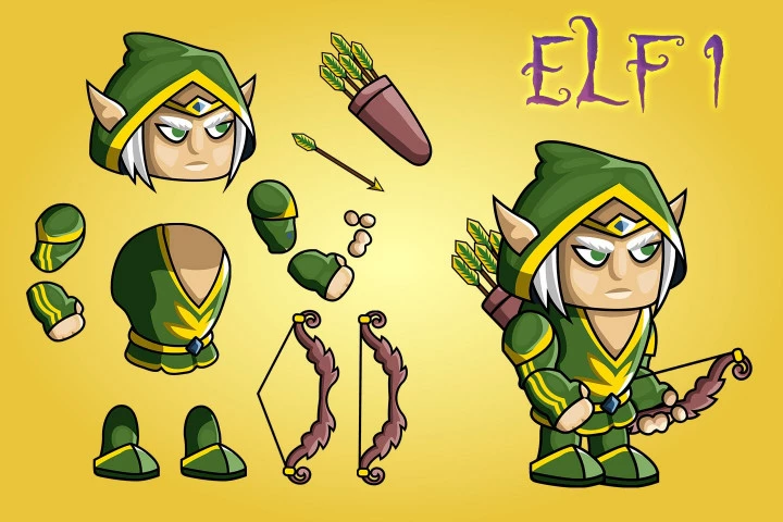 2D Fantasy Elf Free Character Sprite