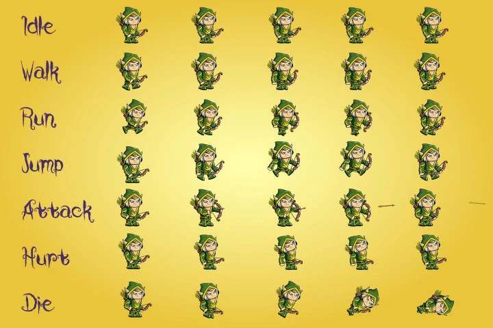 2D Fantasy Elf Free Character Sprite
