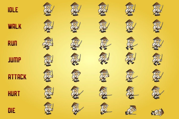 2D Fantasy Samurai Character Sprite