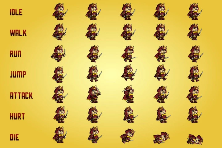 2D Fantasy Samurai Character Sprite