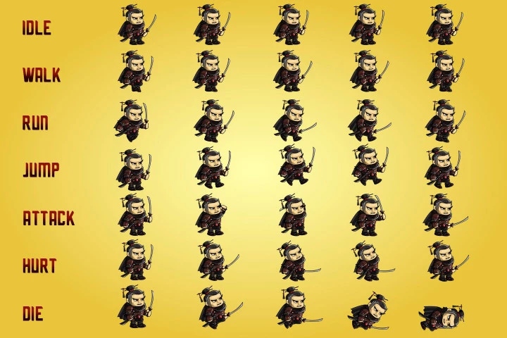 2D Fantasy Samurai Character Sprite