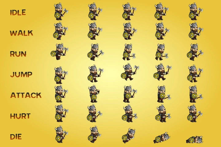 2D Fantasy Viking Character Sprite