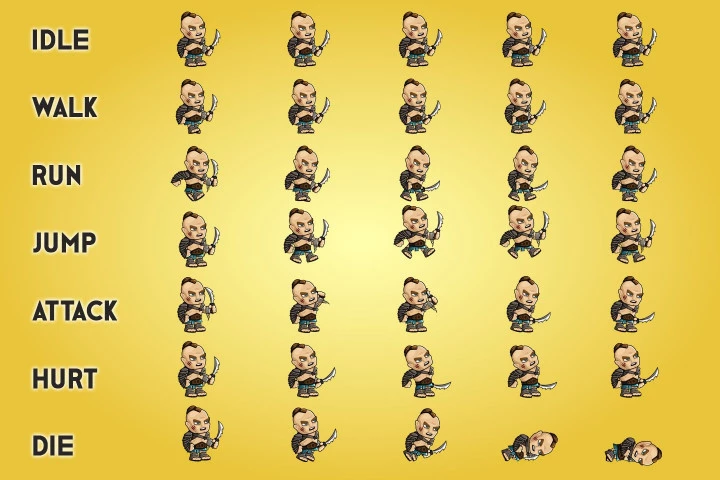 2D Fantasy Gladiator Character Sprite