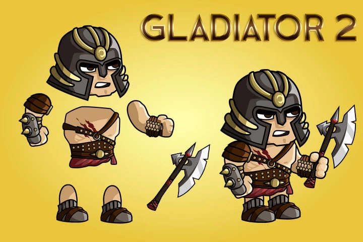 2D Fantasy Gladiator Character Sprite