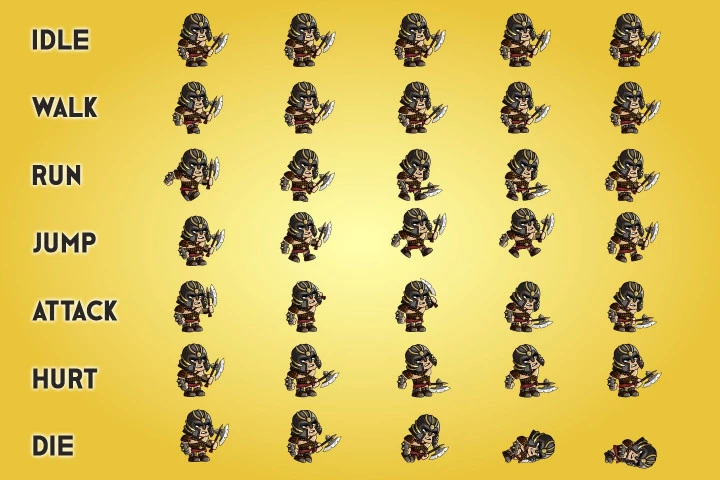 2D Fantasy Gladiator Character Sprite