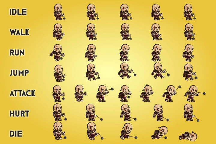 2D Fantasy Gladiator Character Sprite