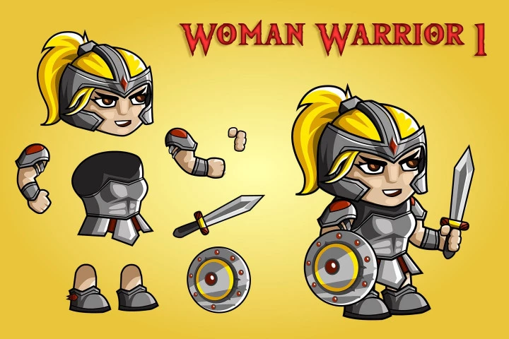 2D Fantasy Woman Warrior Free Character Sprite