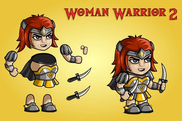 2D Fantasy Woman Warrior Free Character Sprite
