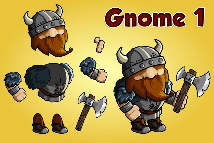 2D Fantasy Gnome Character Sprite
