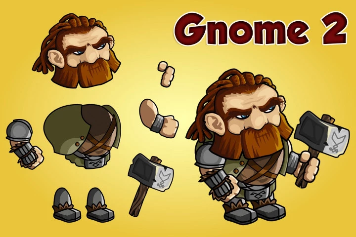 2D Fantasy Gnome Character Sprite