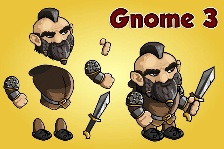 2D Fantasy Gnome Character Sprite