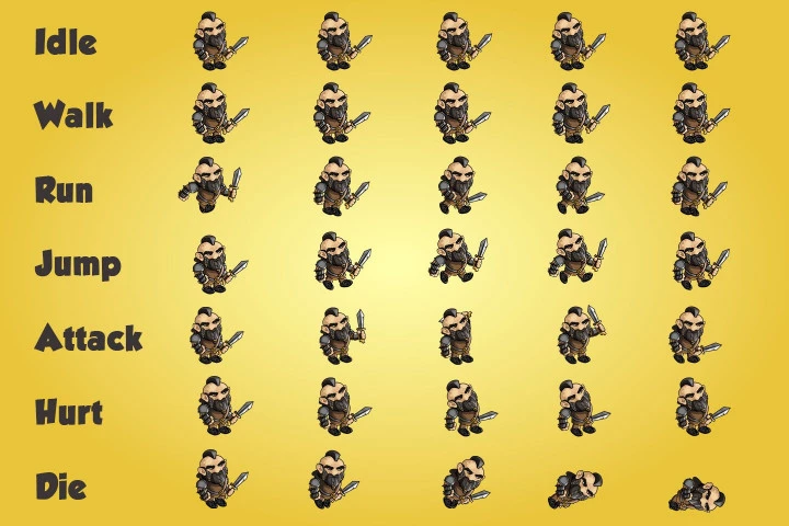 2D Fantasy Gnome Character Sprite