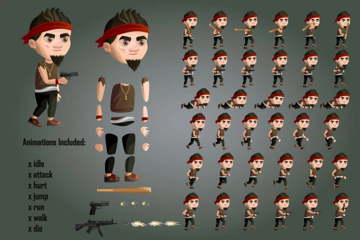2D Game Street Bandits Character Sprites Sheets