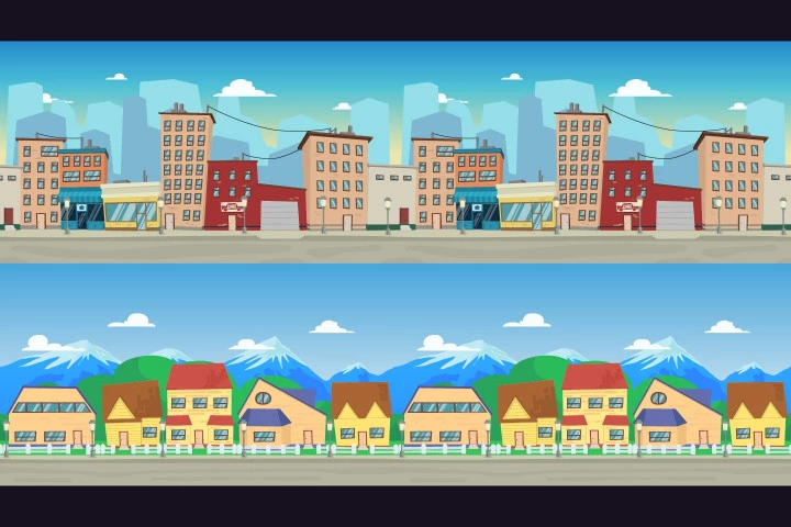 Cartoon City 2D Backgrounds